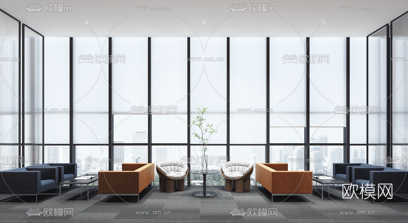 现代办公休息区3d模型
