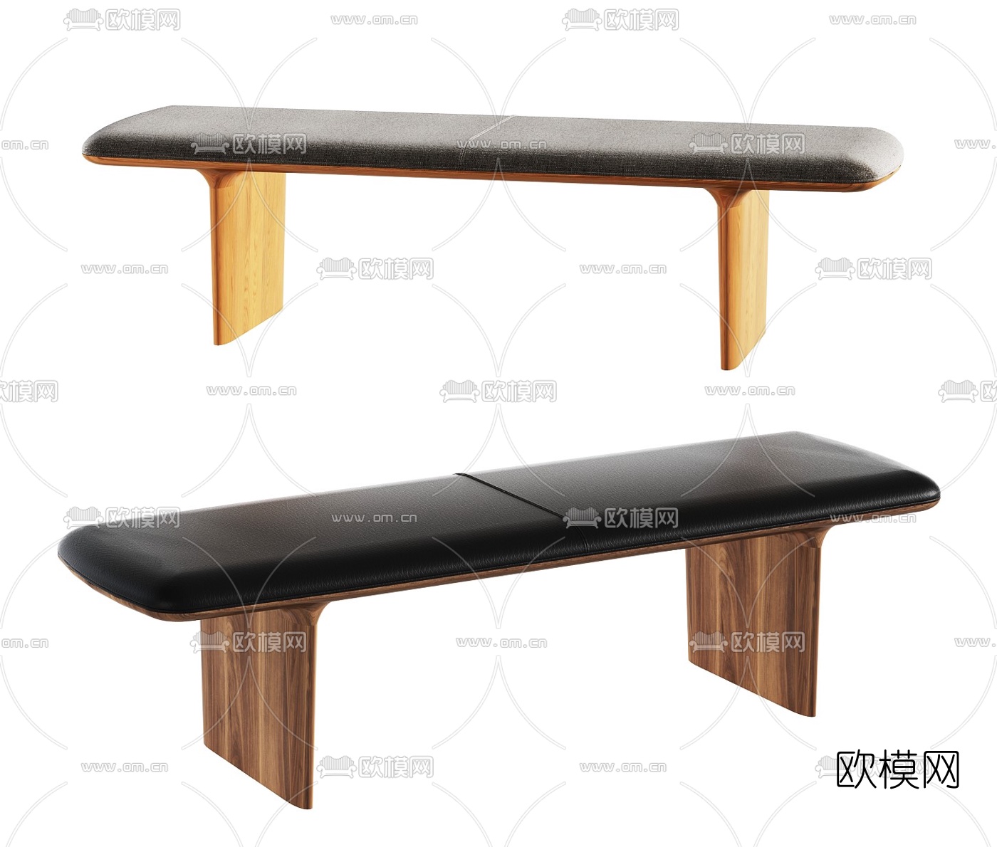现代皮革长凳3d模型下载
