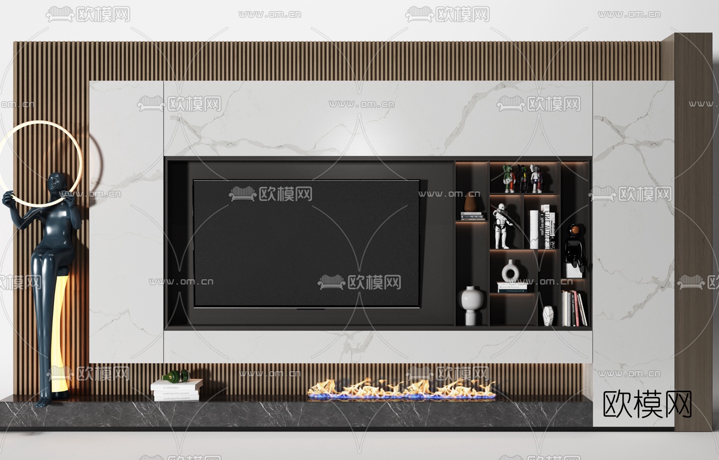 现代电视背景墙3d模型