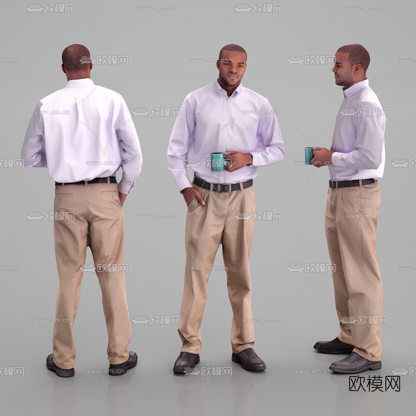 现代站姿办公中年男人3d模型下载