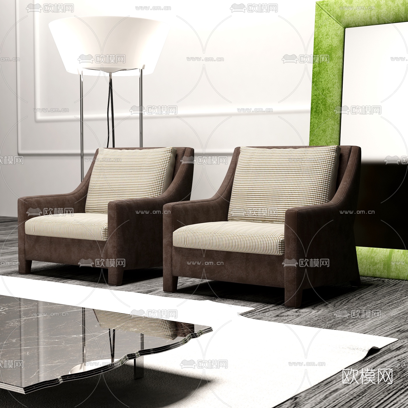 意大利ERBA Italia品牌 现代布艺单人沙发椅3d模型