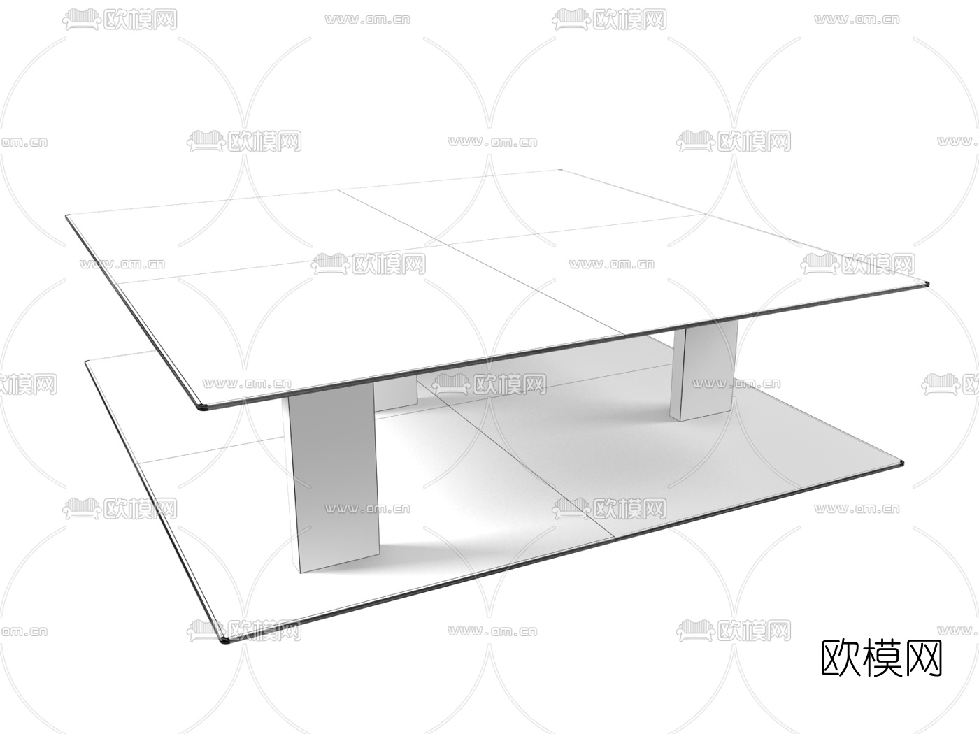 现代玻璃茶几3d模型