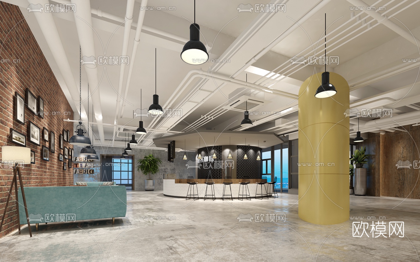 现代咖啡厅3D模型下载