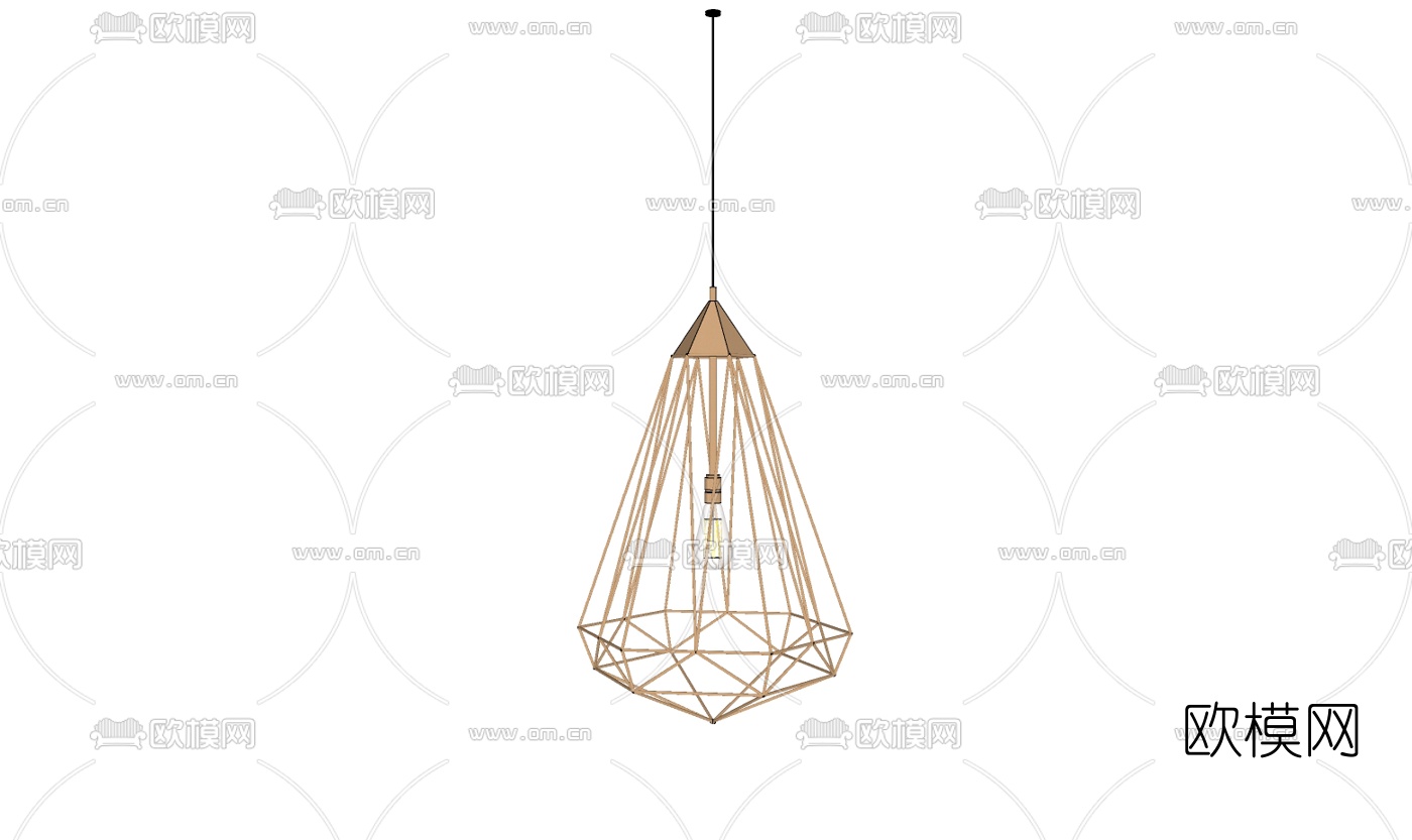 现代金属吊灯免费su模型下载
