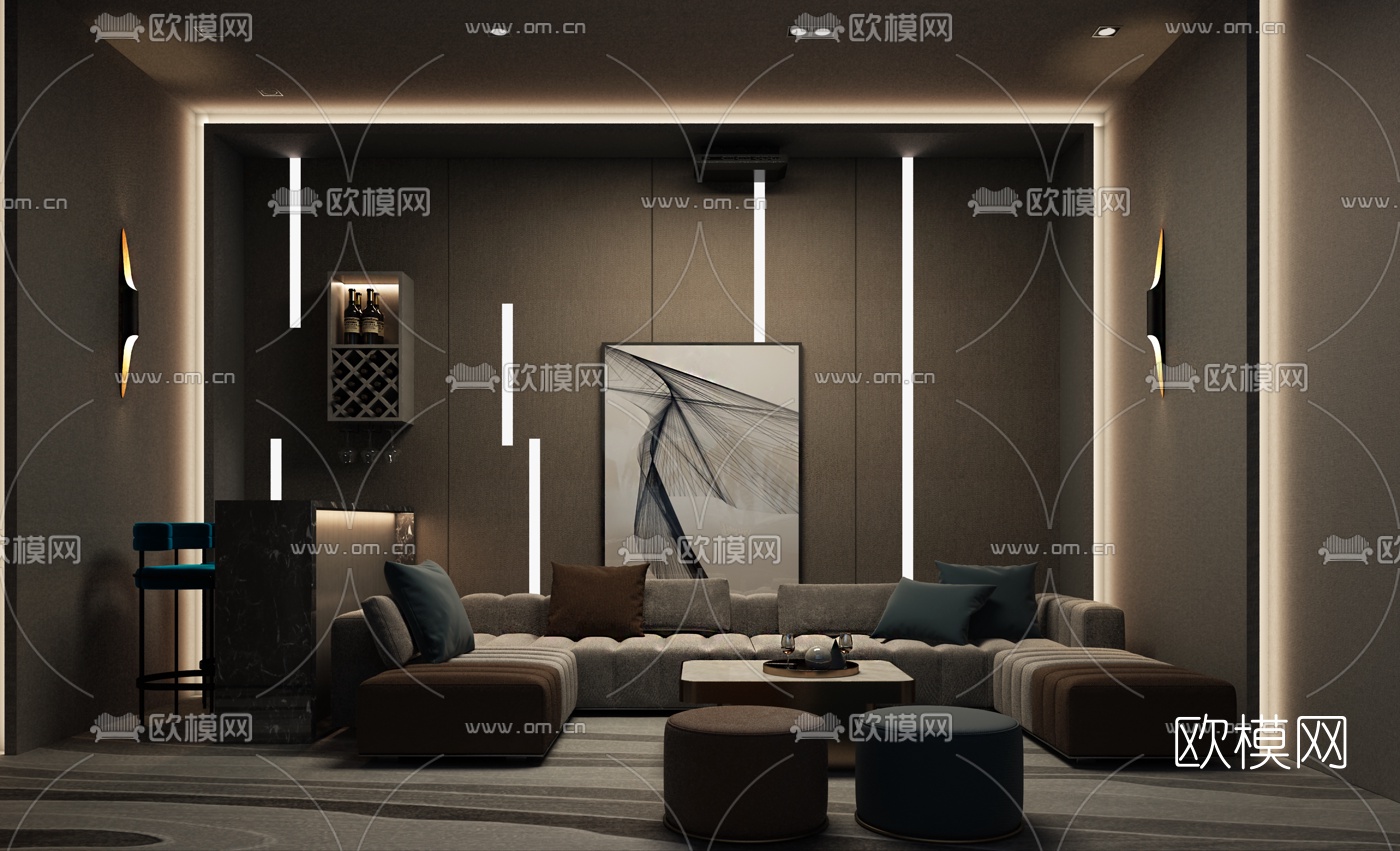 现代影音室3d模型