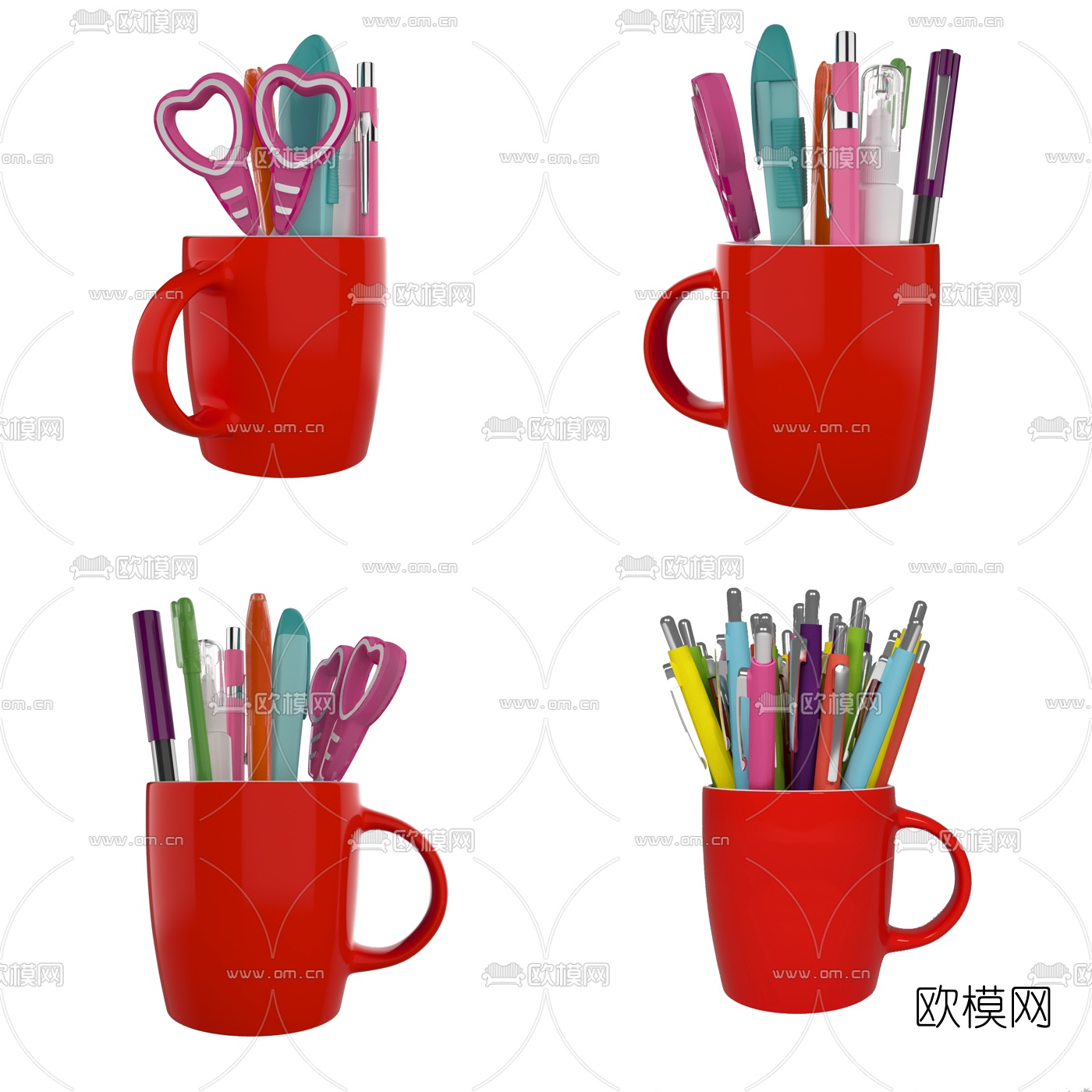 现代办公家具办公用品组合3d模型