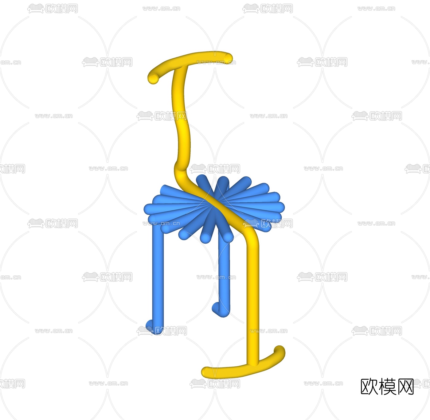 现代儿童椅su模型下载（渲染图2）