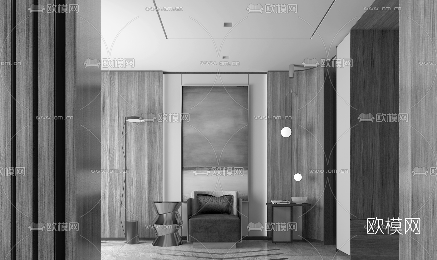 现代休闲沙发3d模型下载（渲染图2）