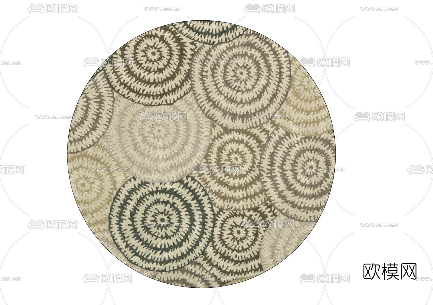 现代布艺花纹地毯免费su模型下载