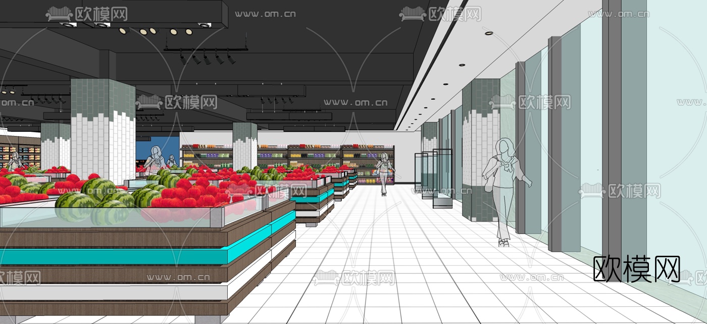 现代水果店su模型下载（渲染图2）