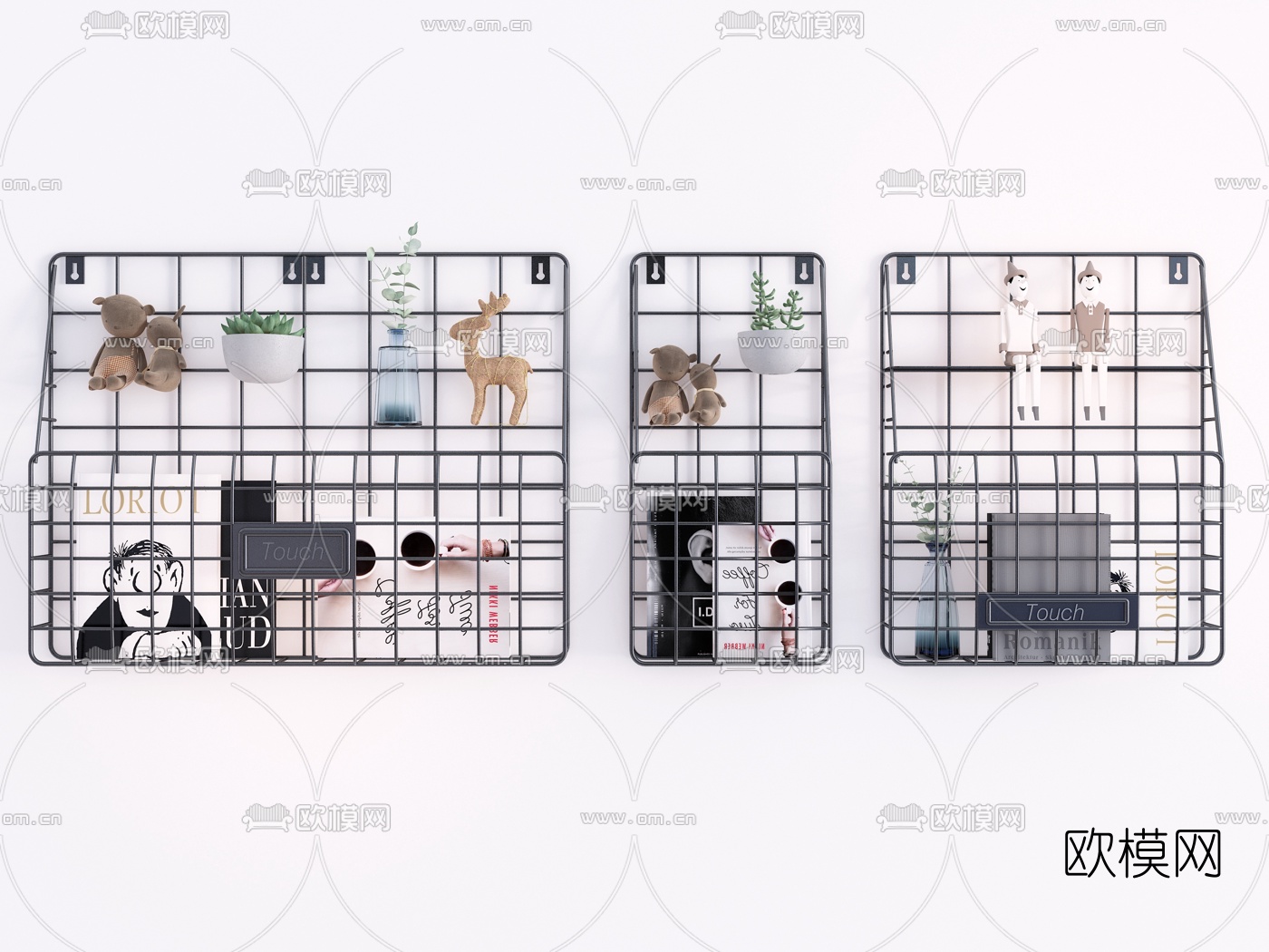 北欧铁艺墙饰绿植公仔装饰挂件3d模型下载