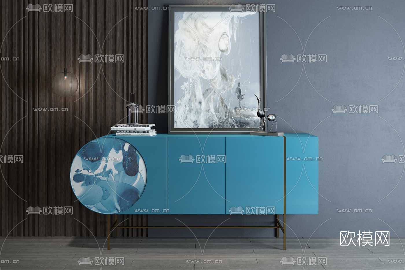 中式轻奢边柜3d模型下载