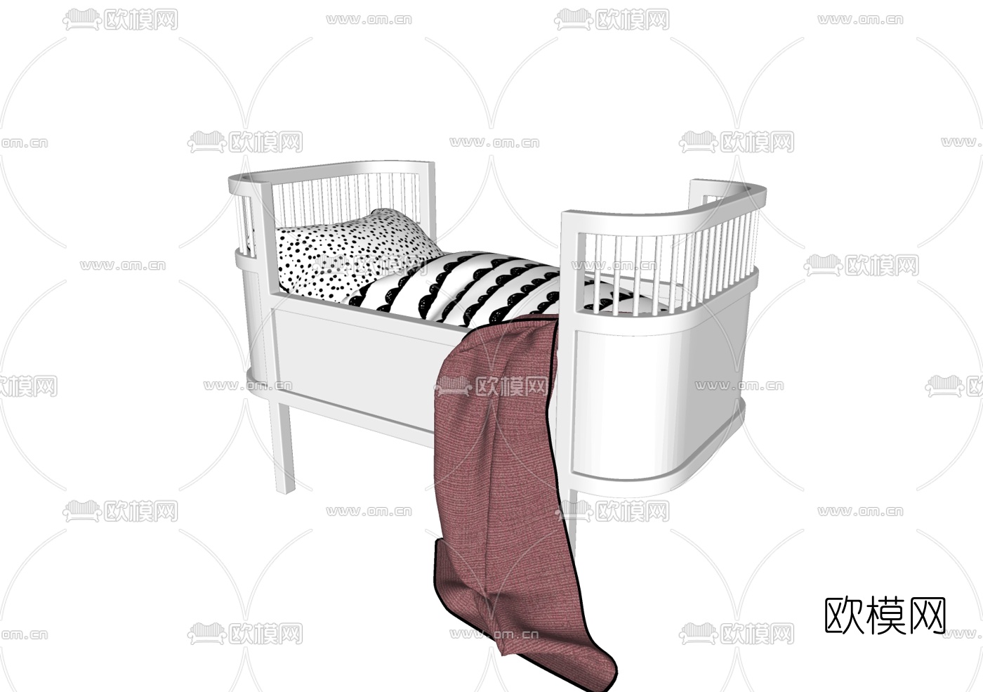 现代婴儿床su模型下载