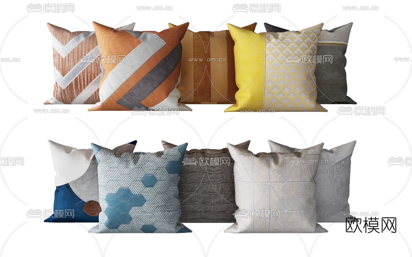 现代布艺抱枕3d模型下载