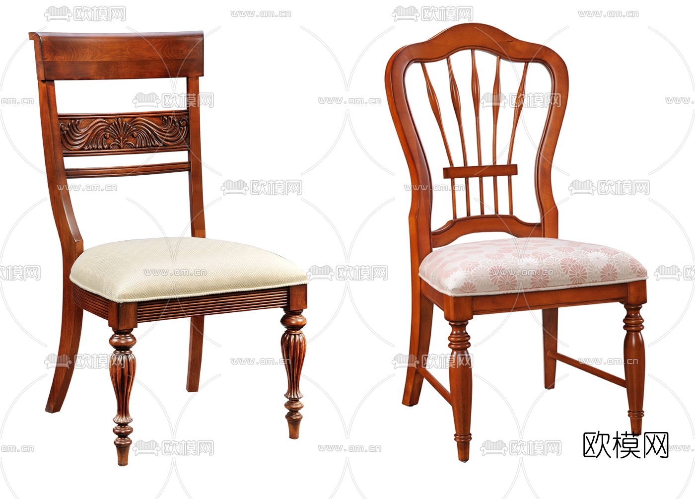 美式餐椅单椅组合3d模型下载