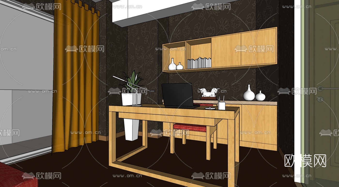 现代家装组合免费su模型下载（渲染图2）