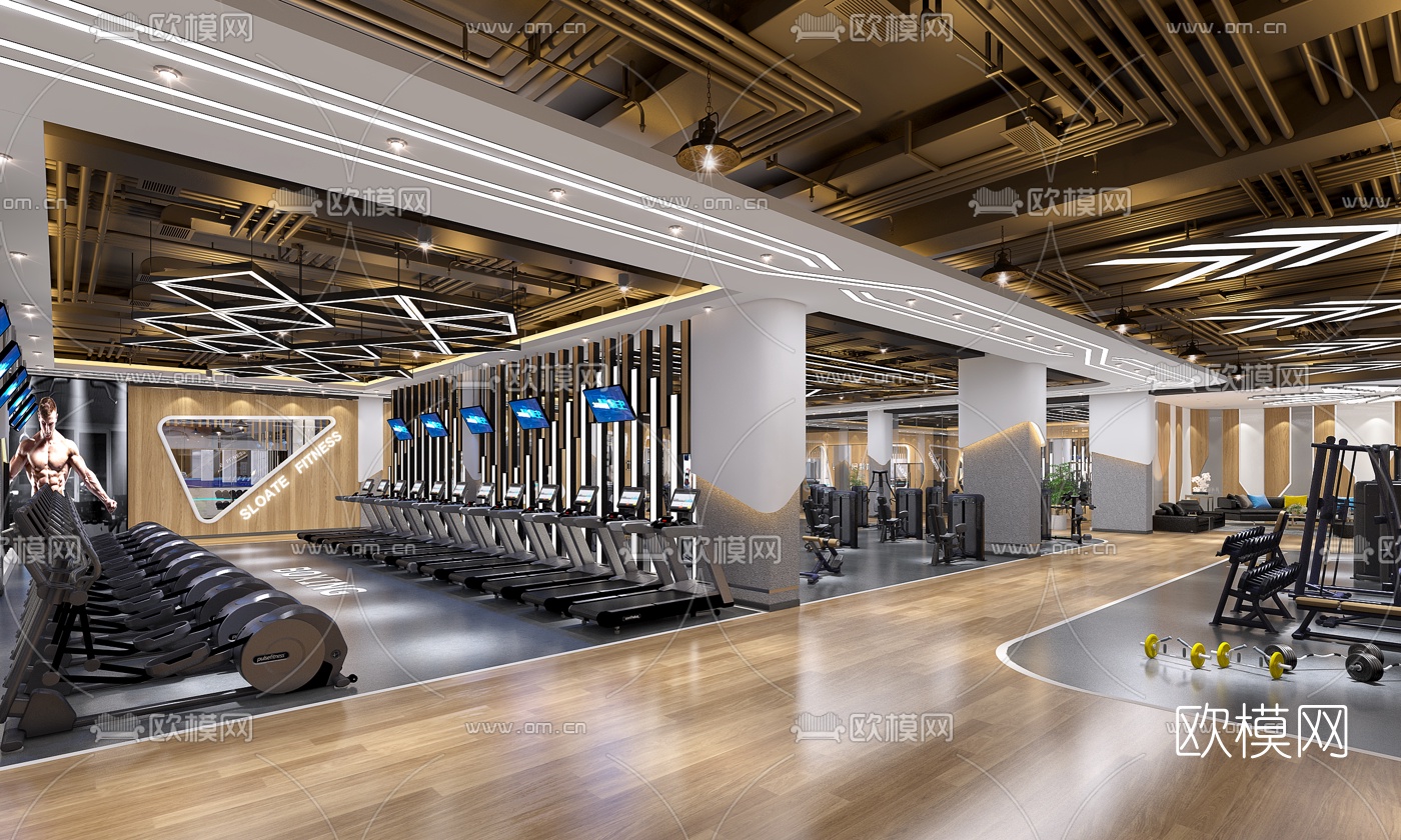 现代健身房3d模型下载（渲染图1）