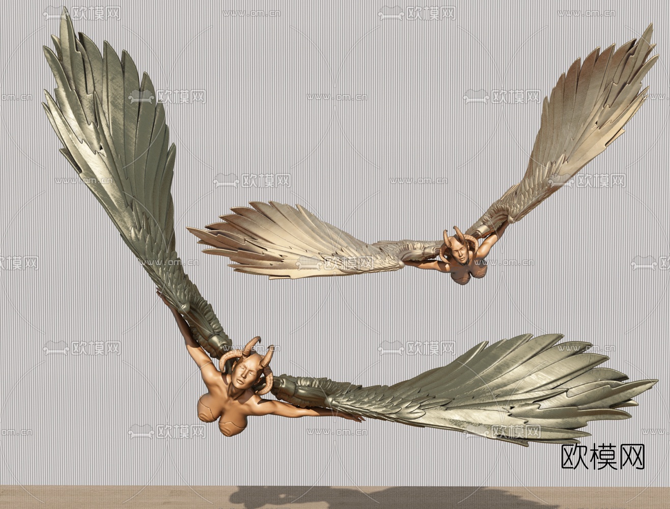 欧式天使雕像3d模型下载