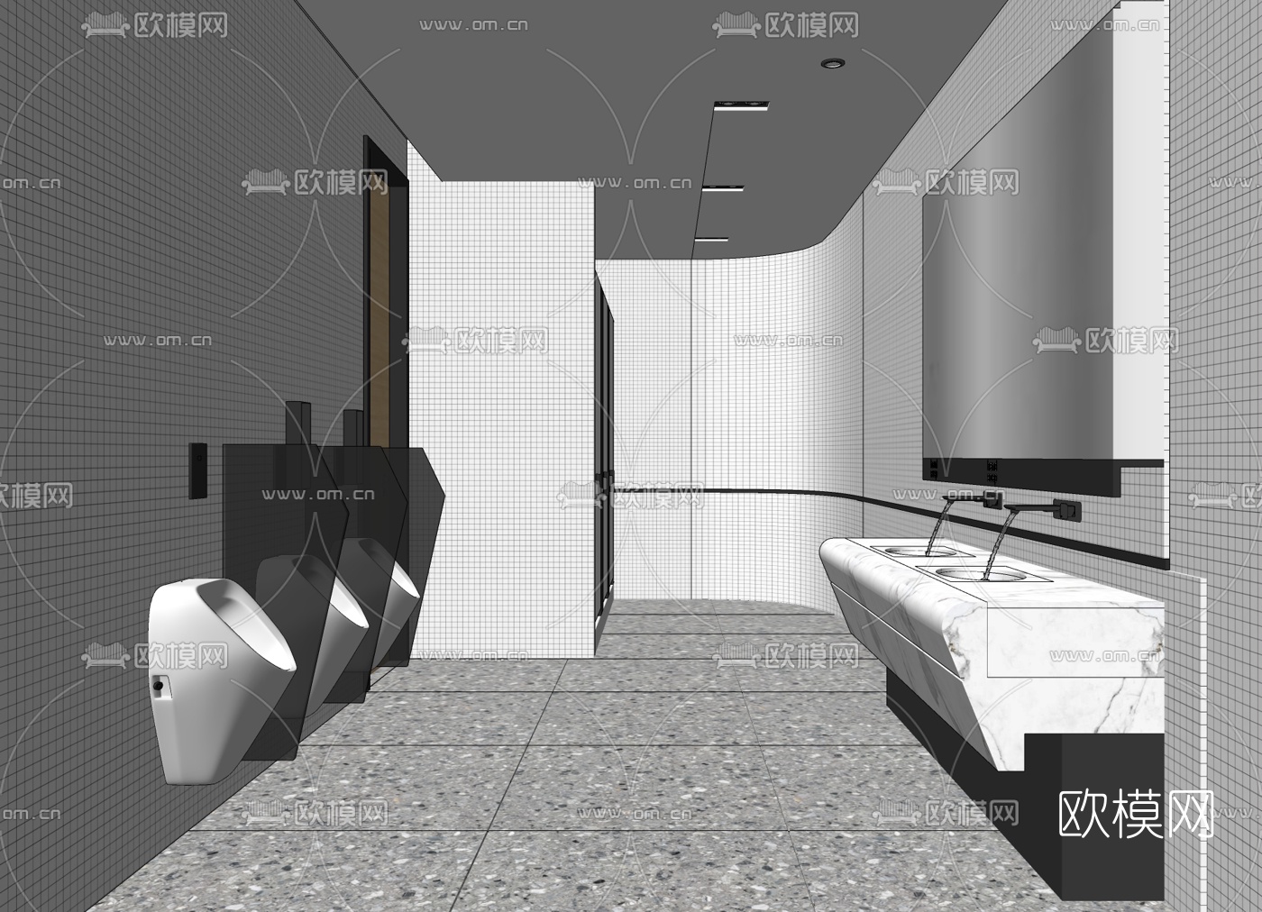 现代公共卫生间su模型下载