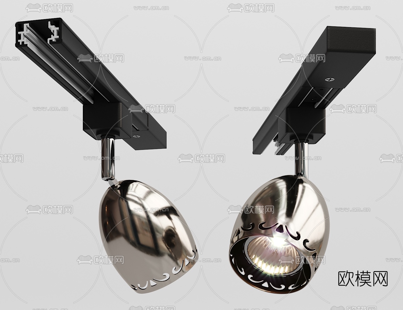 现代金属轨道射灯3d模型下载