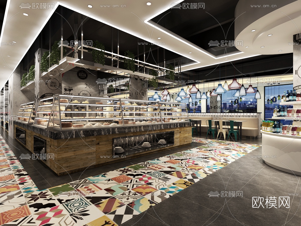 工业风火锅店3D模型-免费3dmax模型库-欧模网
