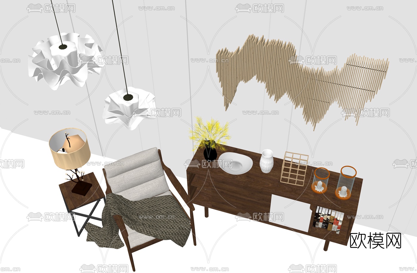 北欧边柜su模型下载（渲染图3）