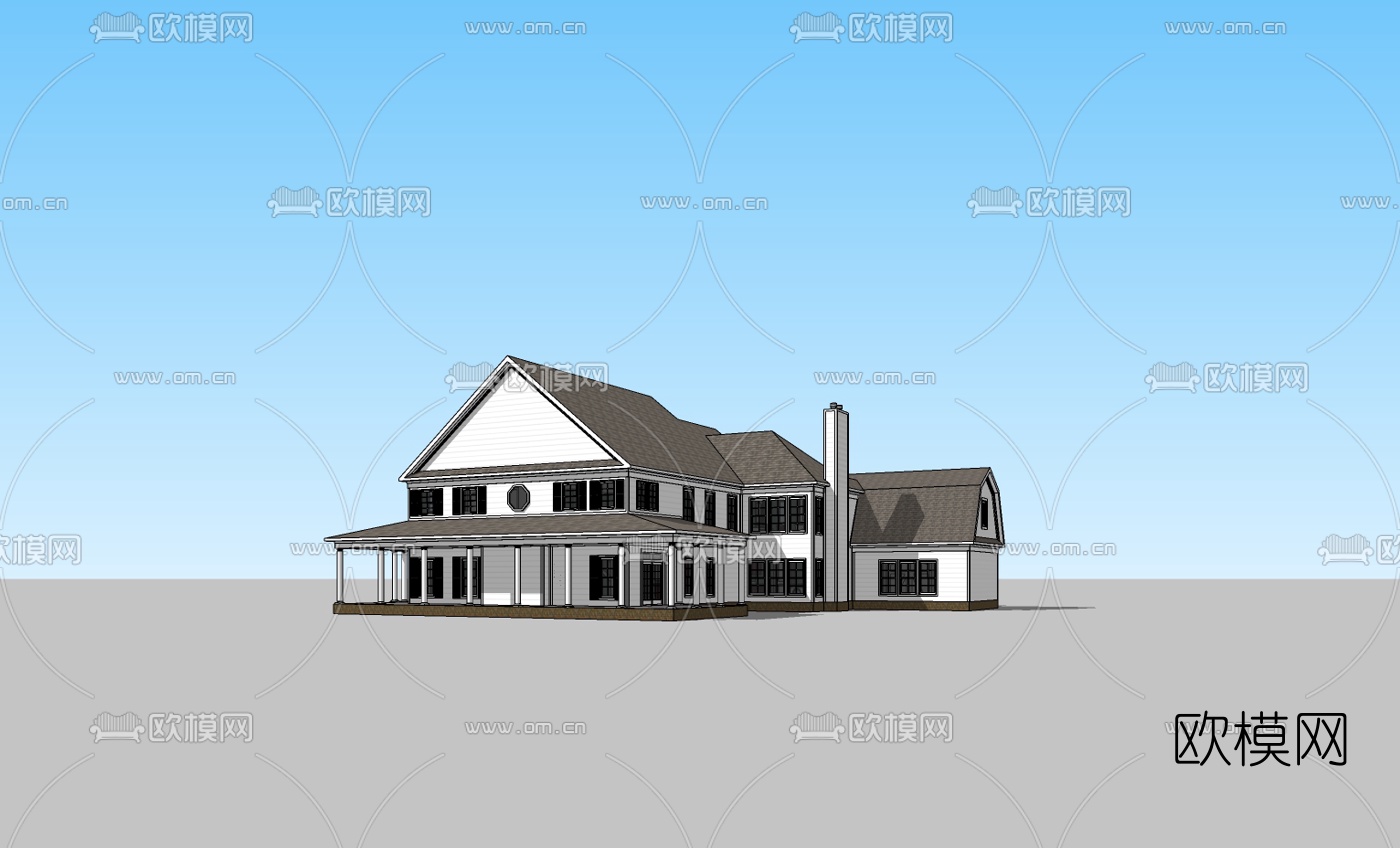 美式小木屋免费su模型下载
