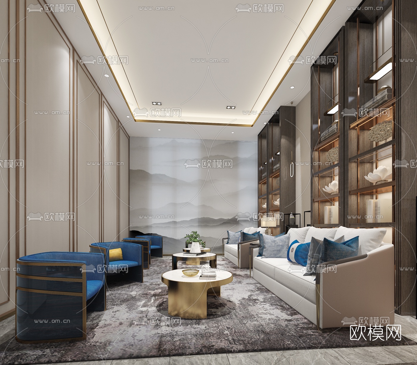 新中式售楼处3d模型下载（渲染图3）