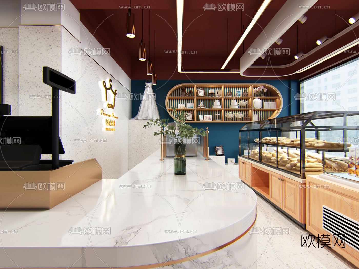 现代蛋糕店面包店3d模型
