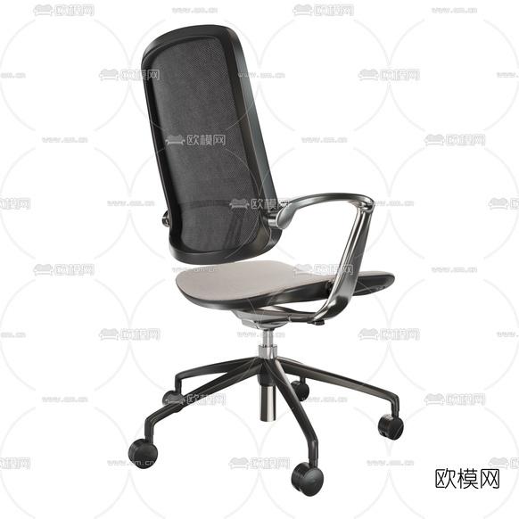 现代办公职员椅3d模型下载(渲染图2)