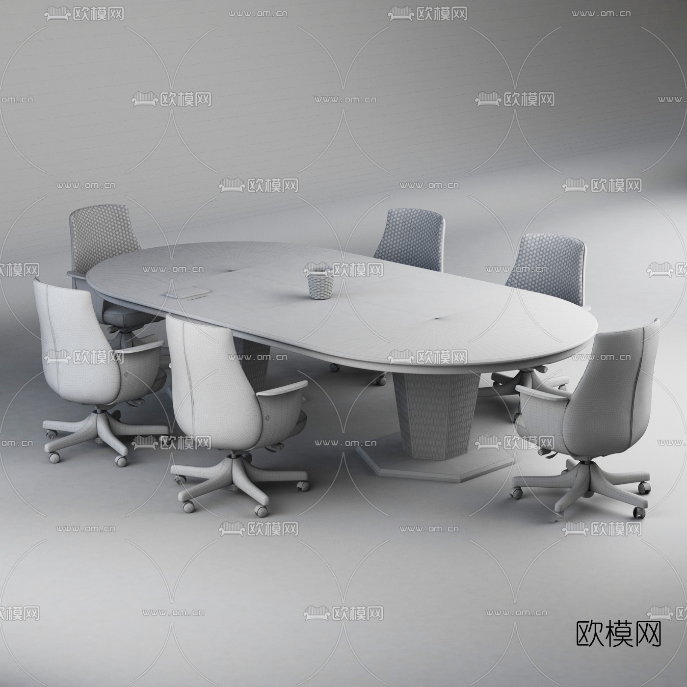 现代轻奢会议桌办公椅3d模型下载（渲染图3）