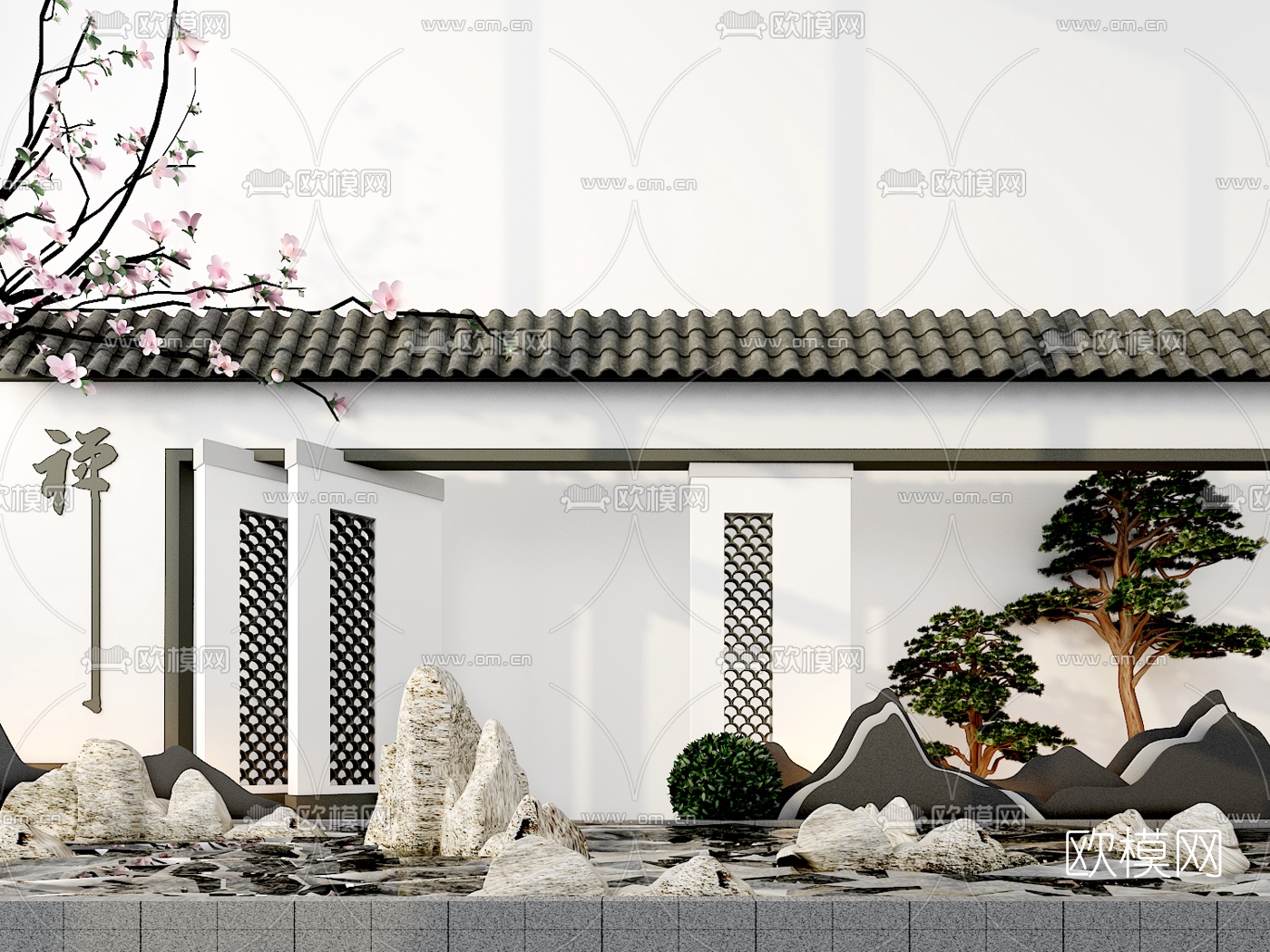 新中式园林景观3D模型
