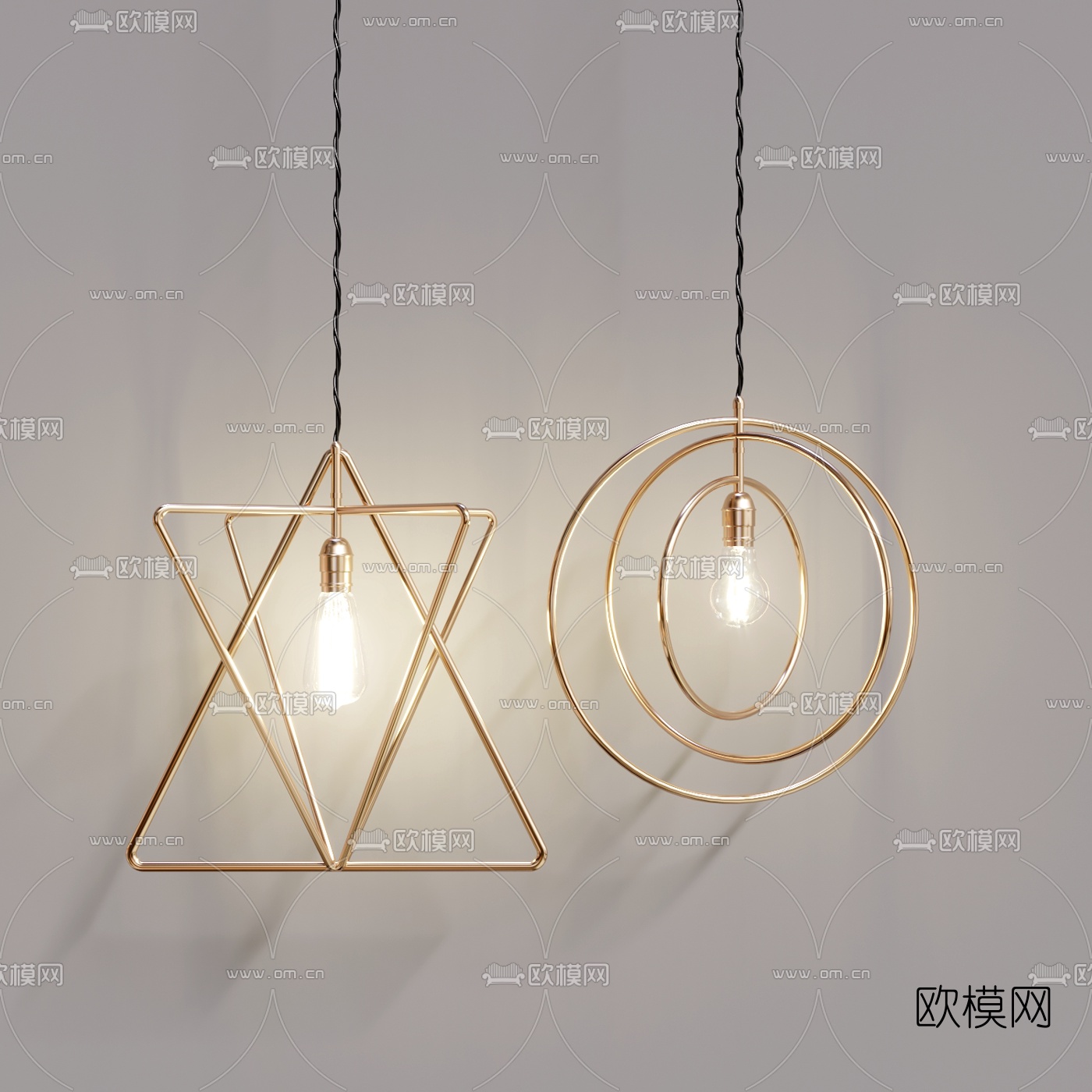 北欧金属艺术小吊灯组合3d模型