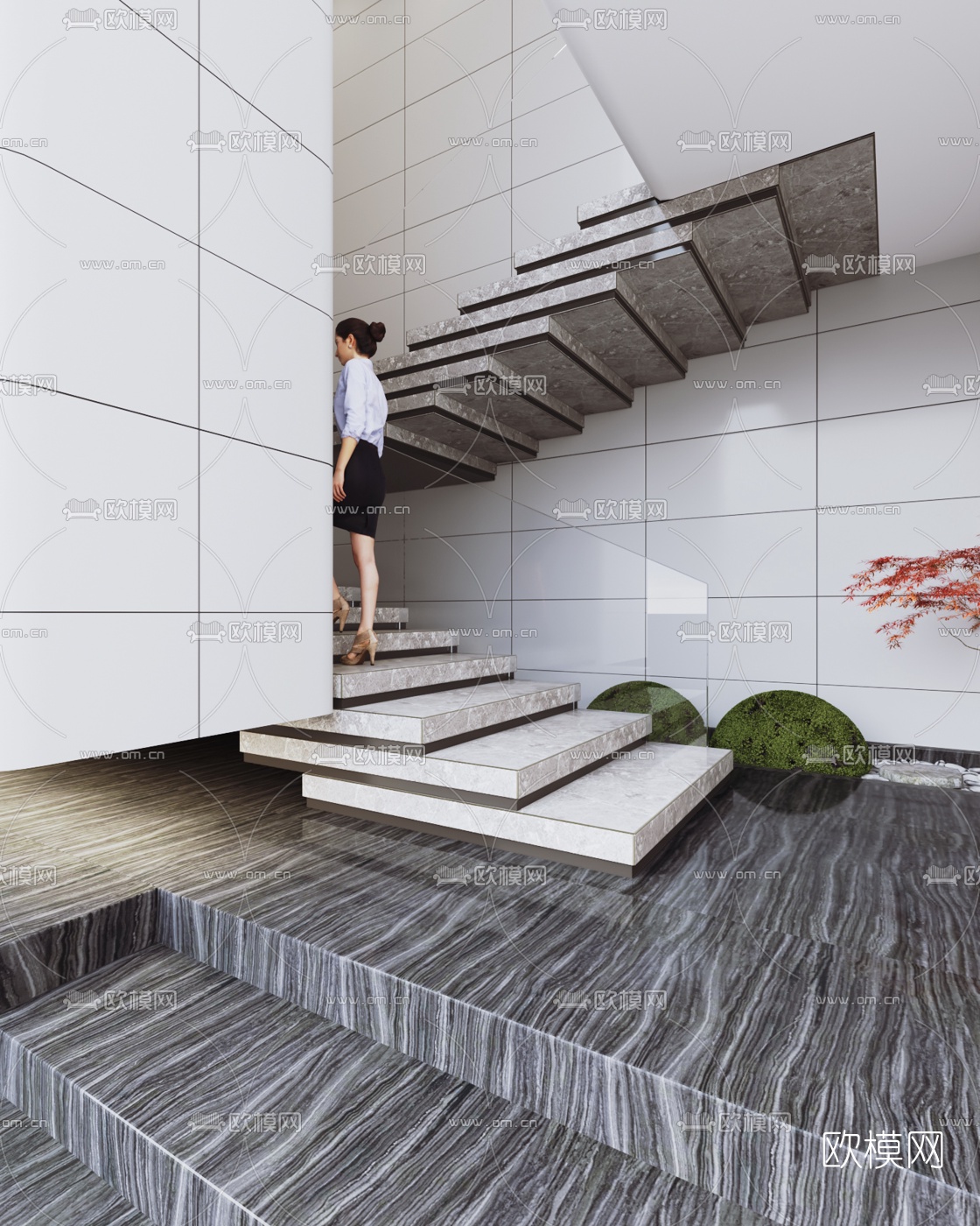 新中式楼梯间3d模型