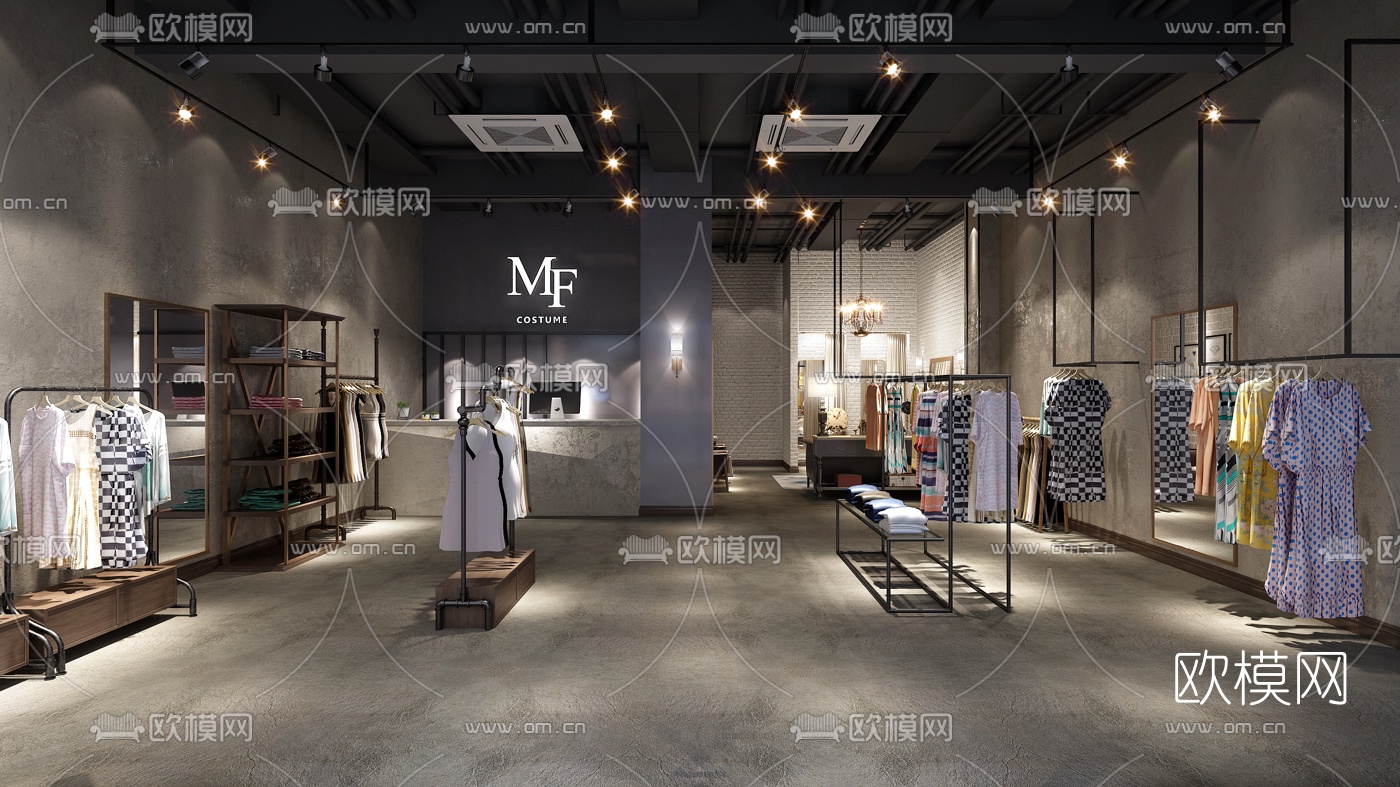 工业风服装店3d模型