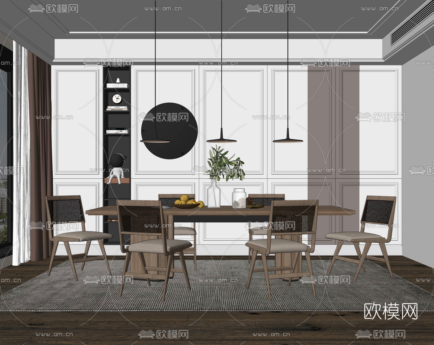 北欧餐厅su模型下载（渲染图2）