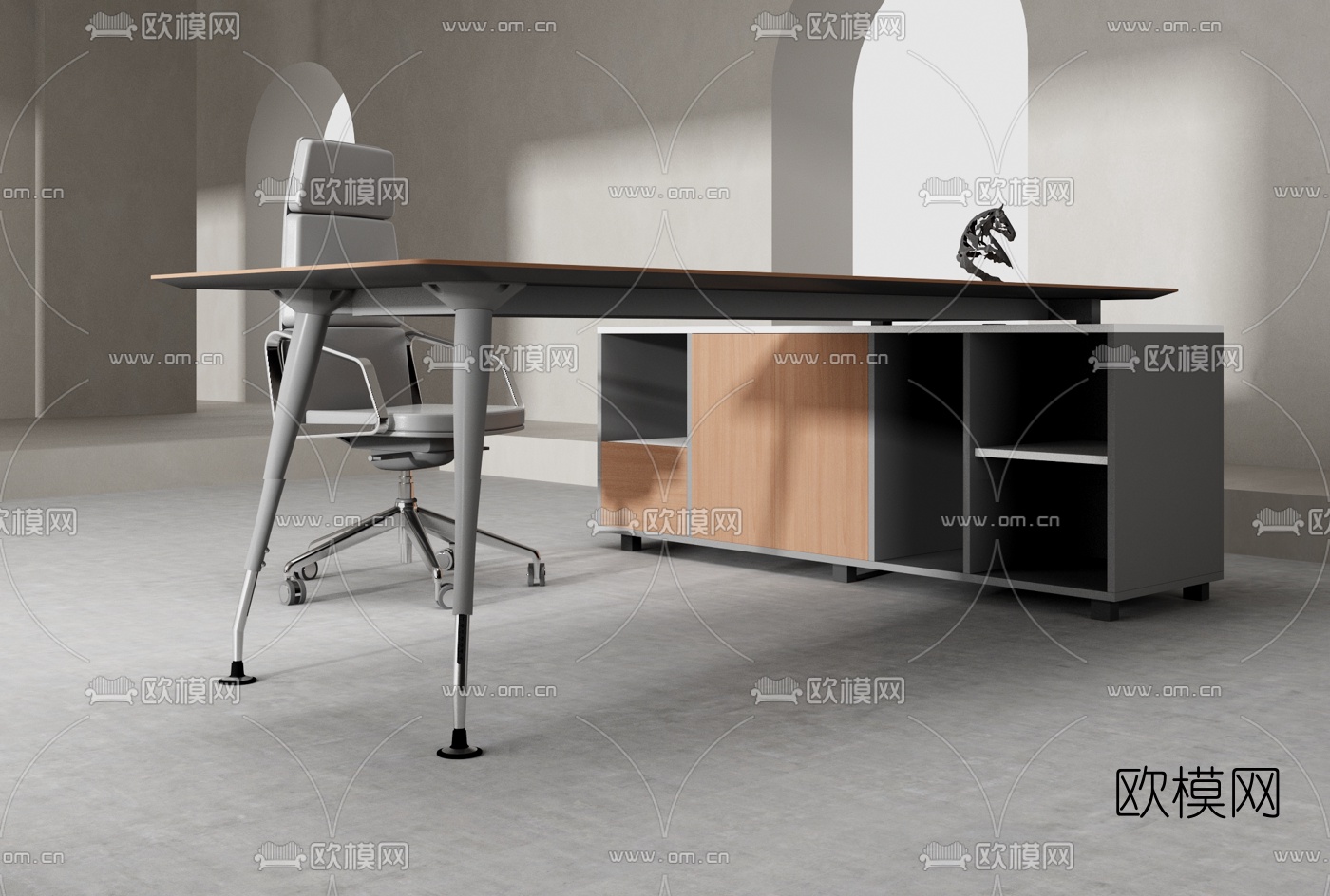 现代办公班台桌3d模型