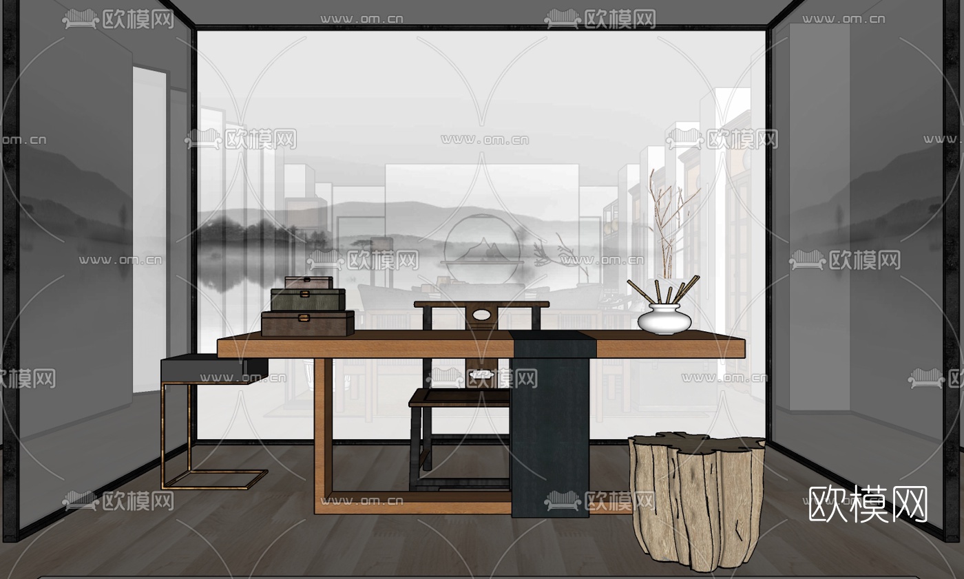 中式茶馆su模型下载（渲染图4）