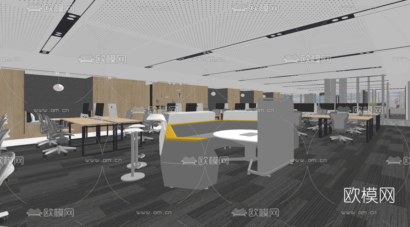 现代办公区su模型下载（渲染图9）
