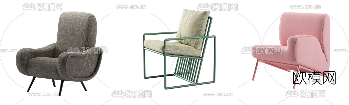 现代布艺休闲沙发su模型下载（渲染图3）