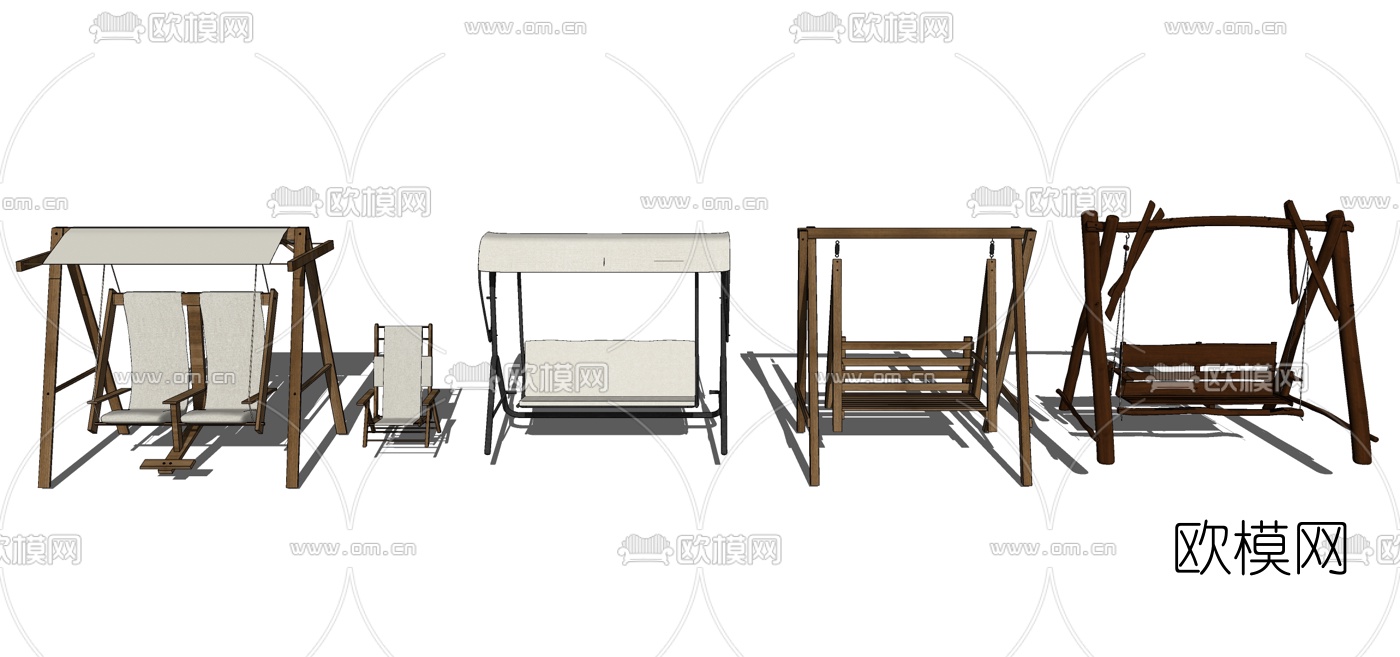 现代户外吊椅组合su模型下载