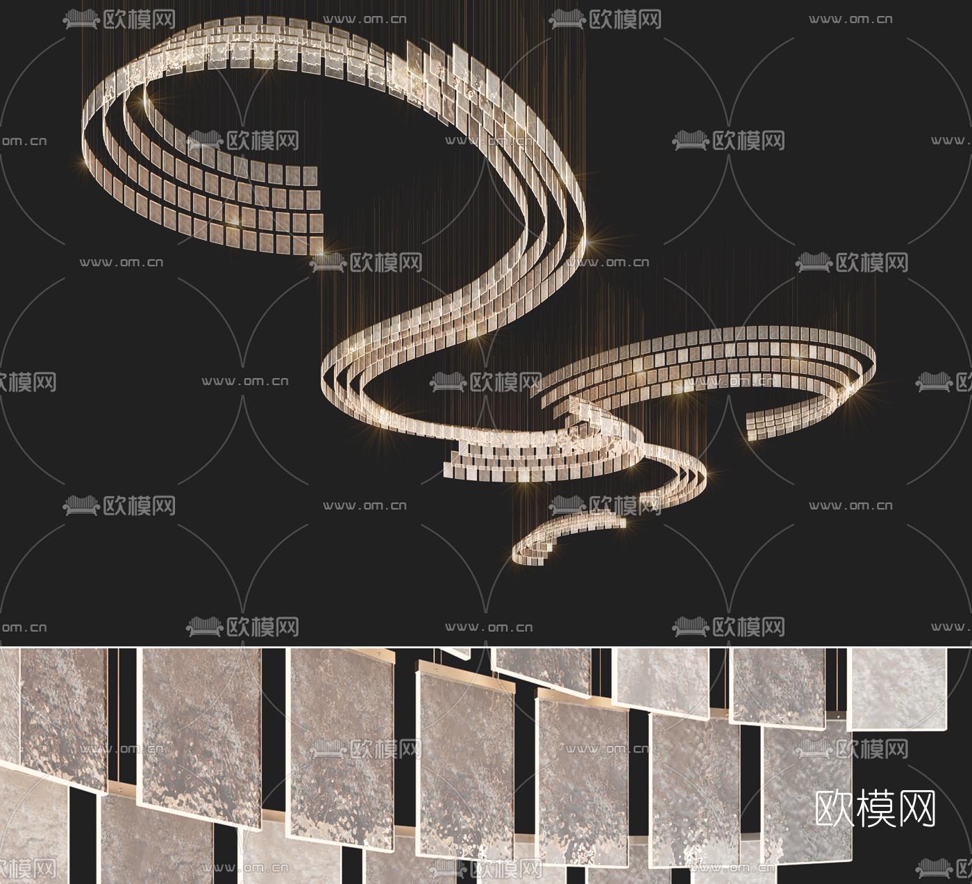 现代艺术玻璃装饰灯3d模型下载