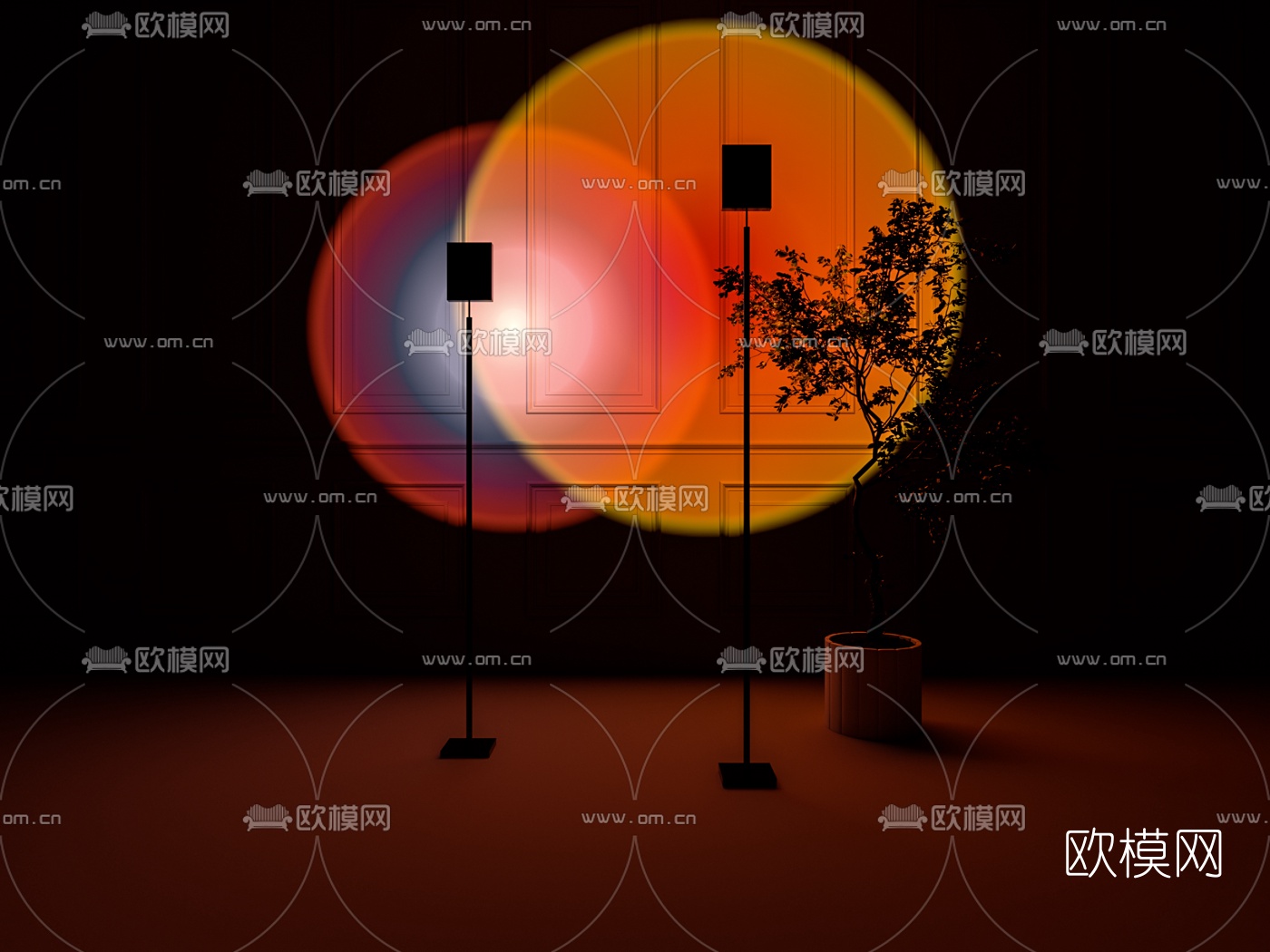 现代夕阳灯落日灯3d模型