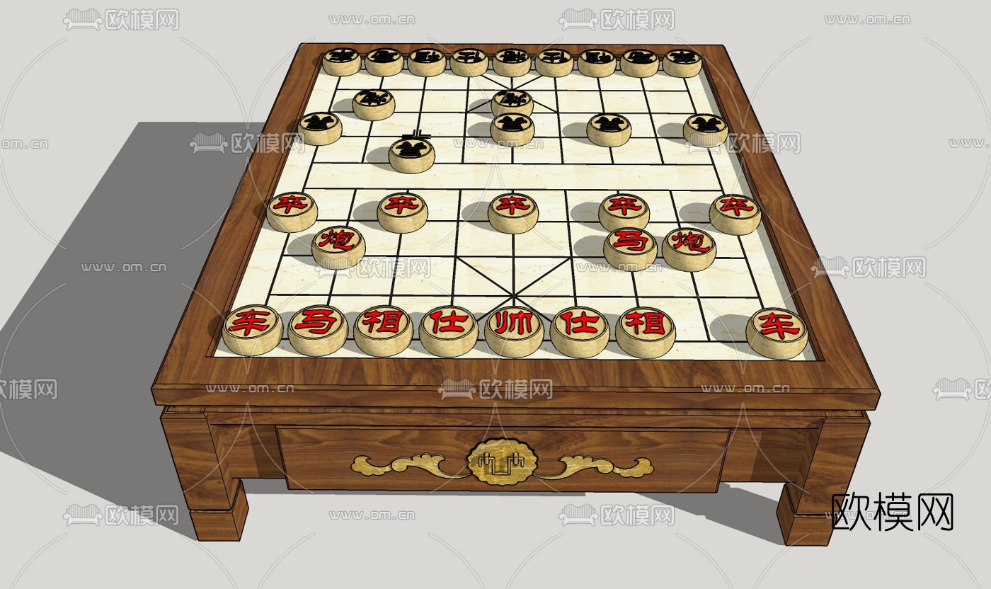 中式象棋组合免费su模型下载（渲染图2）
