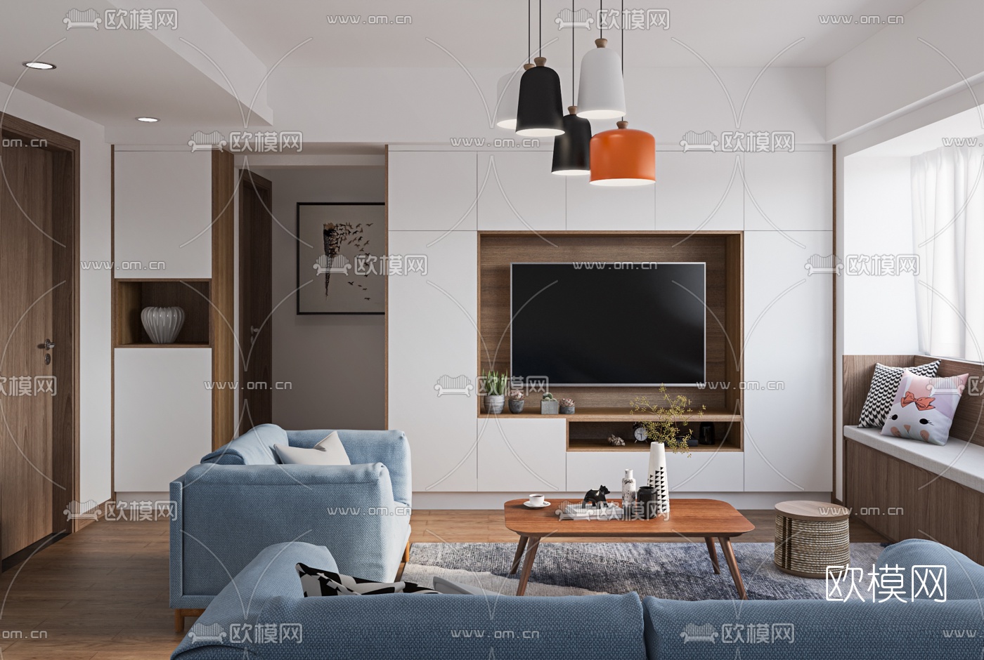 北欧客厅3d模型下载