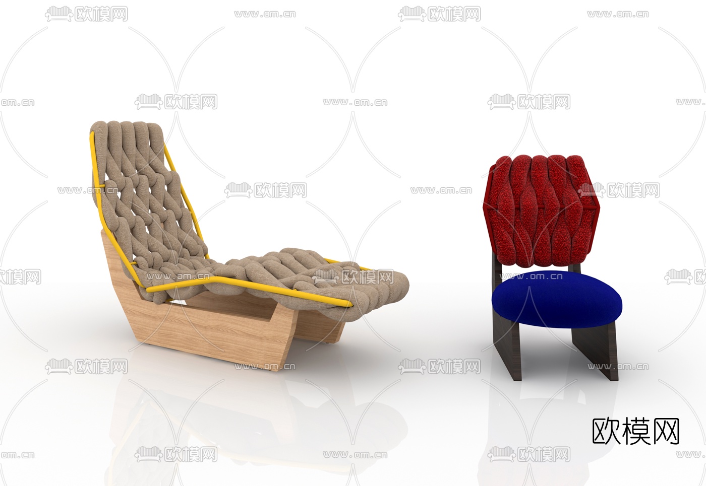 现代个性编织躺椅单椅3d模型下载