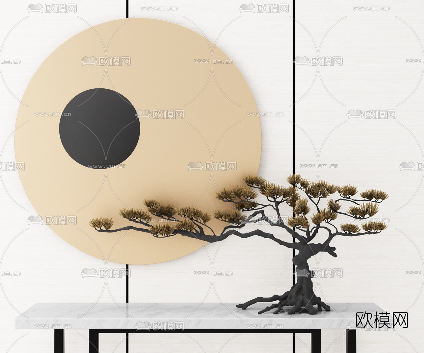 新中式松树摆件3d模型