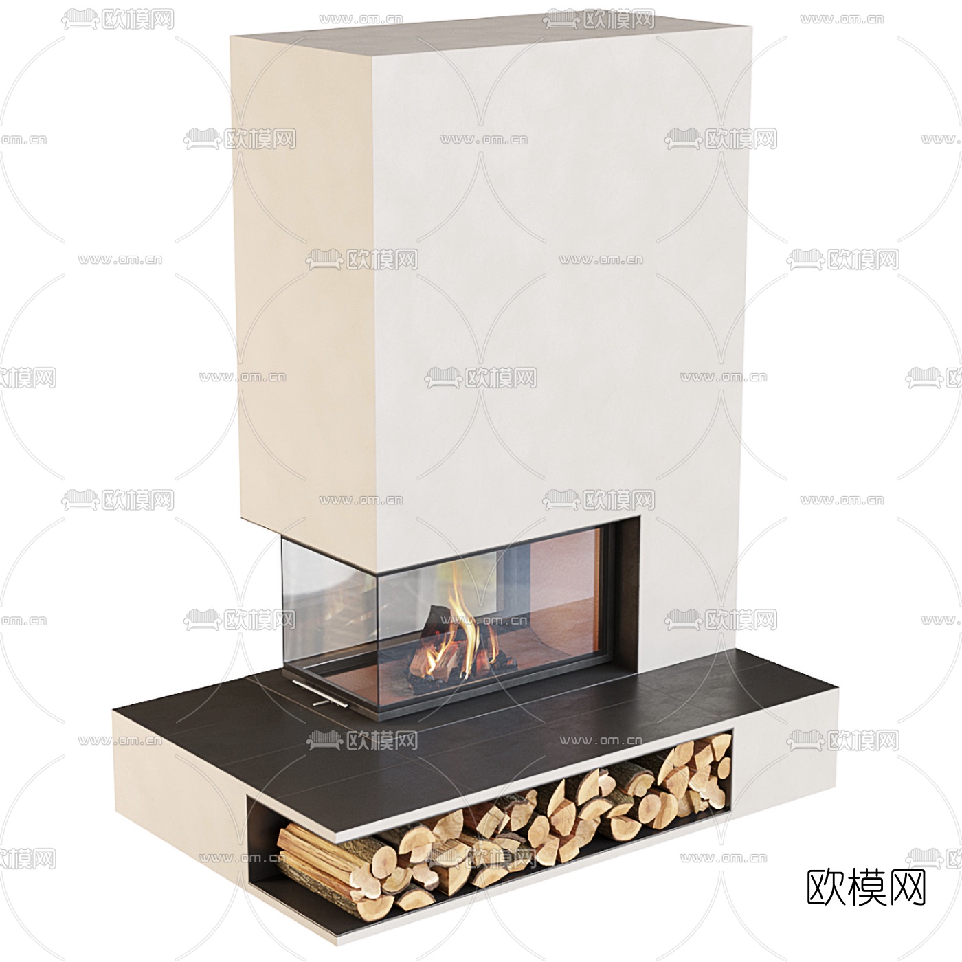 现代壁炉3d模型下载（渲染图3）