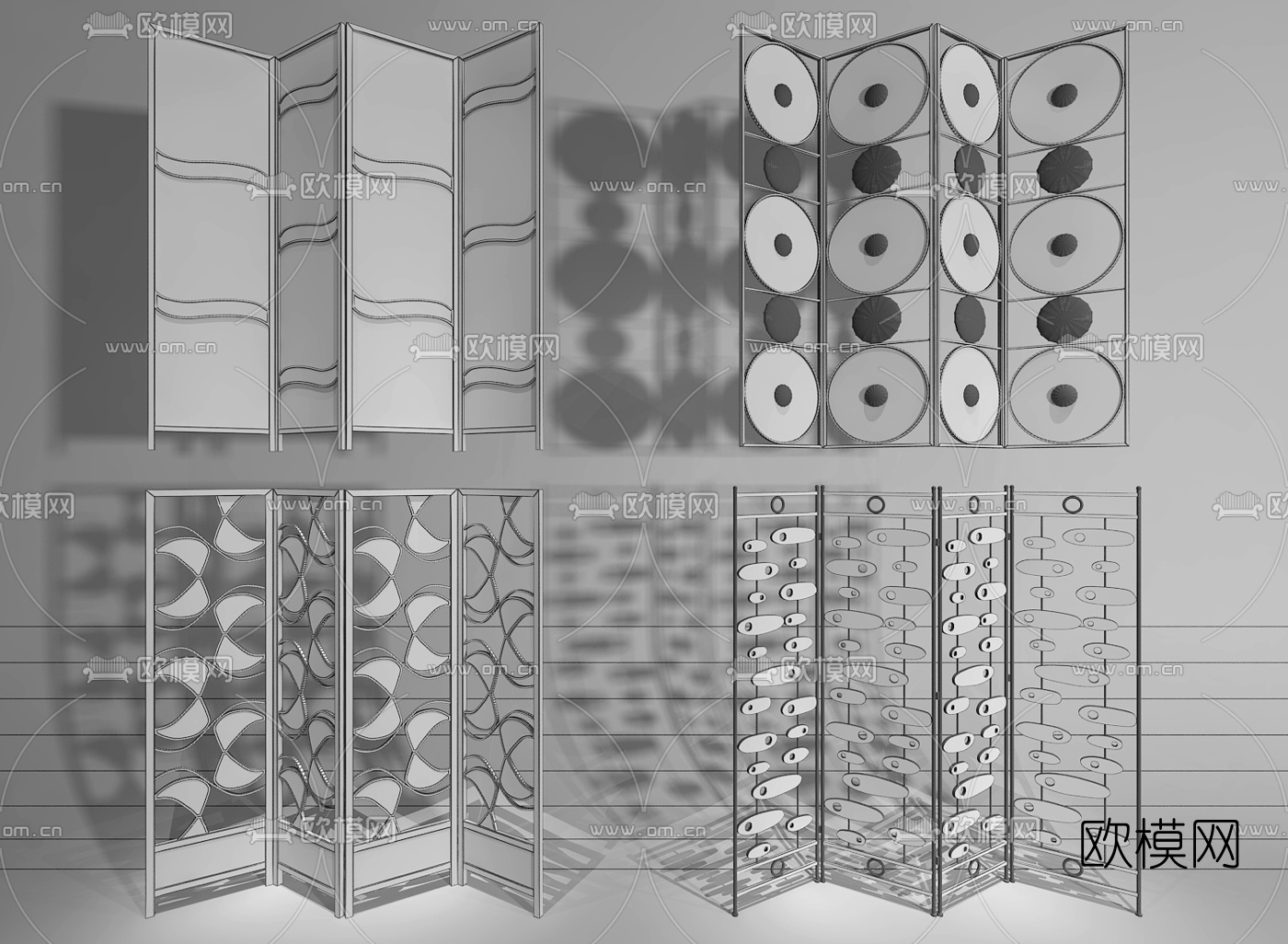 东南亚屏风隔断3d模型下载（渲染图2）