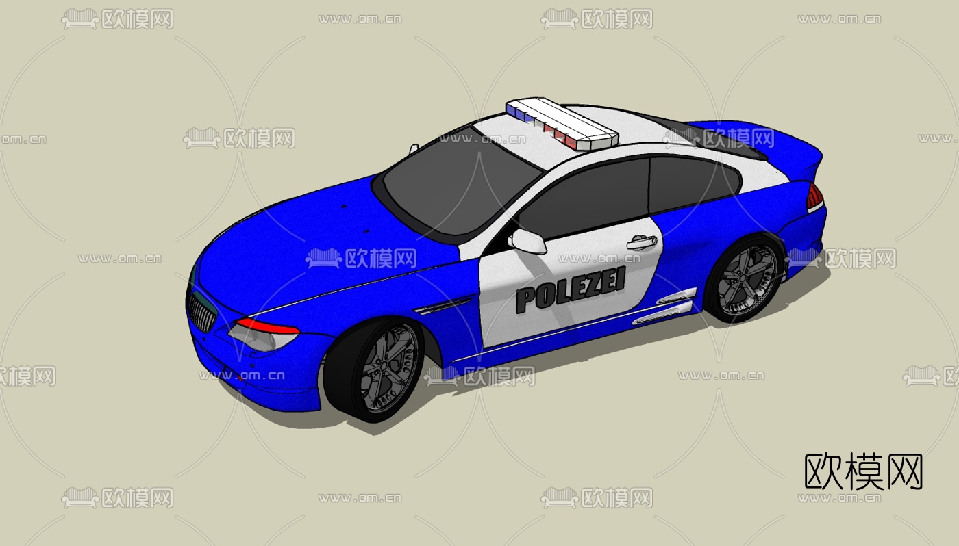 现代警车免费su模型下载（渲染图2）
